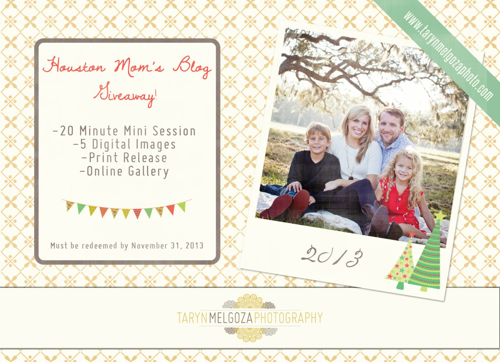 Houston Mom's giveaway for a photoshoot with Taryn Melgoza banner