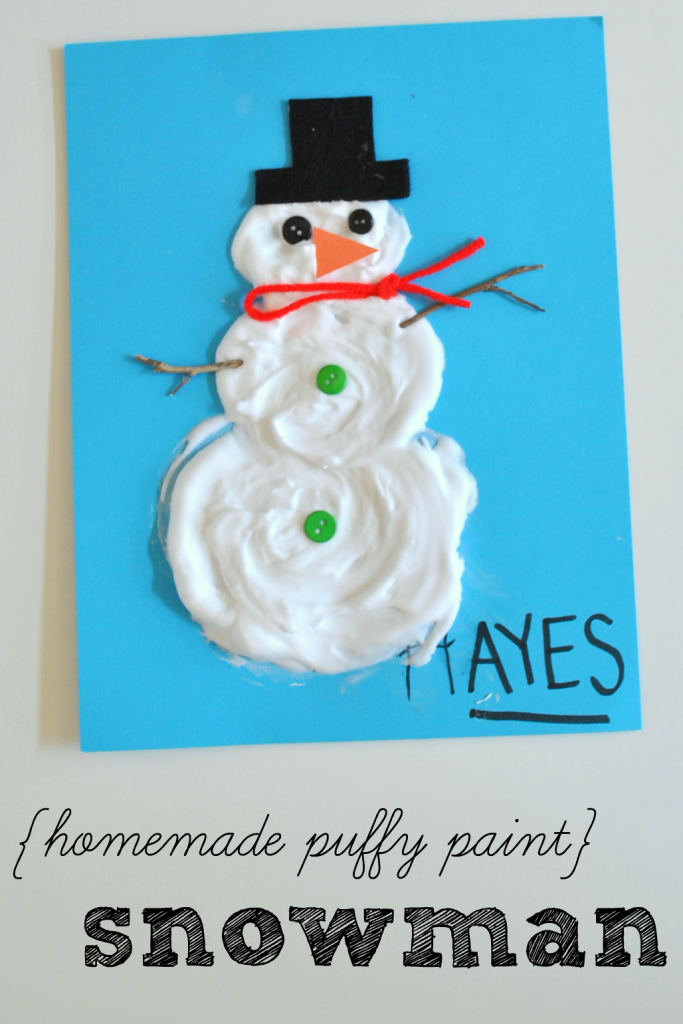 Homemade Puffy Paint Snowman