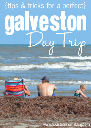 Tips and Tricks for a perfect Galveston Day Trip. A photograph of a family at a beach. www.houstonmomsblog.com.