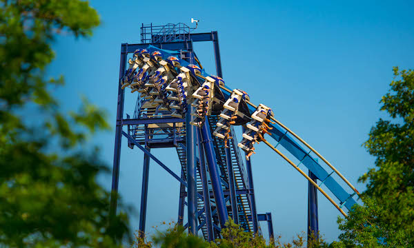 A rollercoaster in Fiesta, Texas. 