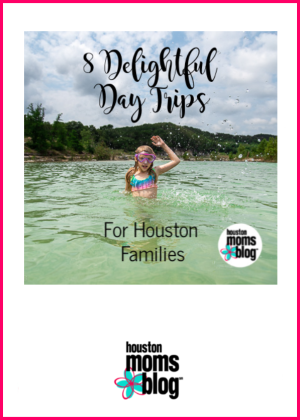 8 Delightful Day Trips for Houston Families. Logo: Houston Moms Blog. A photograph of a child in a lake.