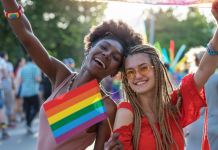 two women celebrate Pride
