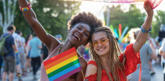 two women celebrate Pride
