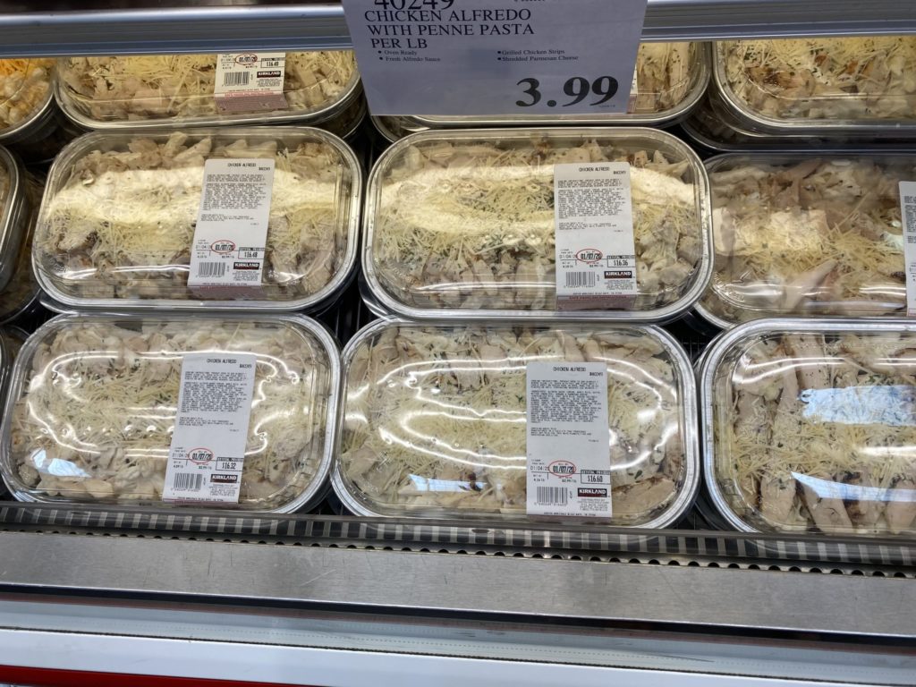 Costco Chicken Alfredo packages. 