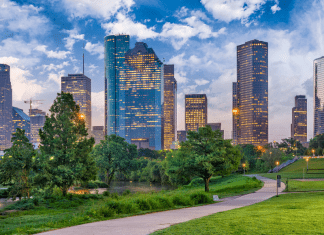 A photograph of downtown Houston.