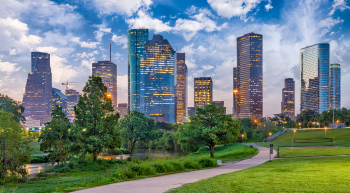 A photograph of downtown Houston.