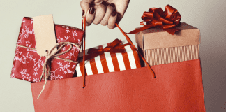 Best Holiday Shopping Practices for Dodging Delivery Delays woman's hand holding a holiday shopping bag filled with wrapped gifts