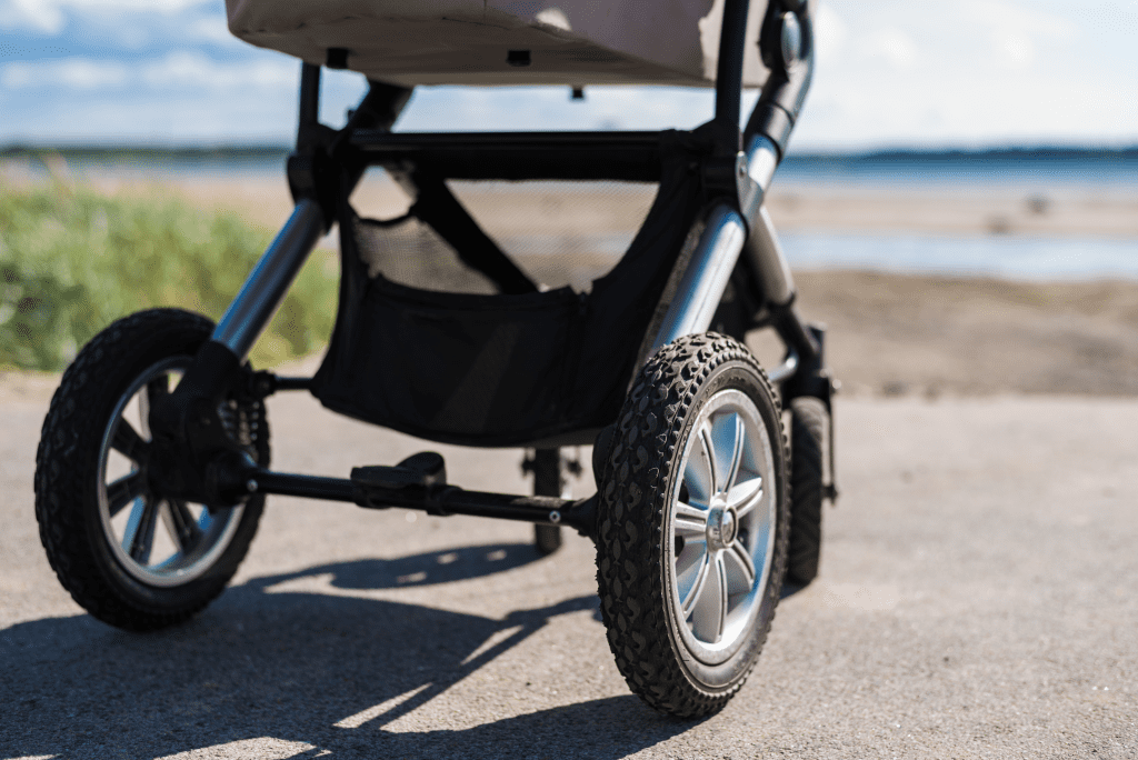 jogger style stroller on pavement