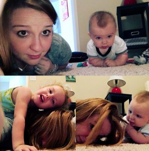 collage of mom of littles and baby and toddler