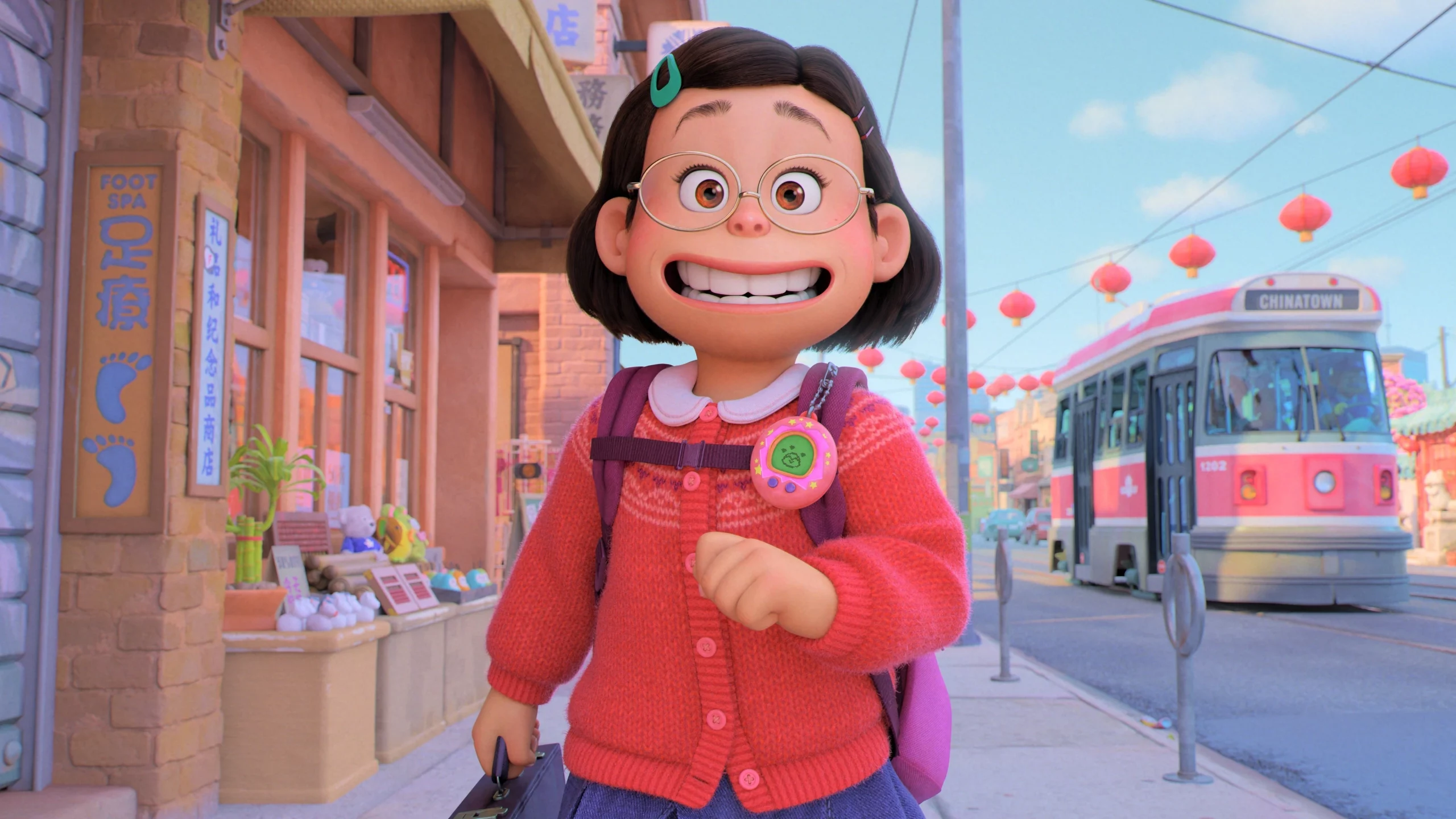Mei from Turning Red walks down the street