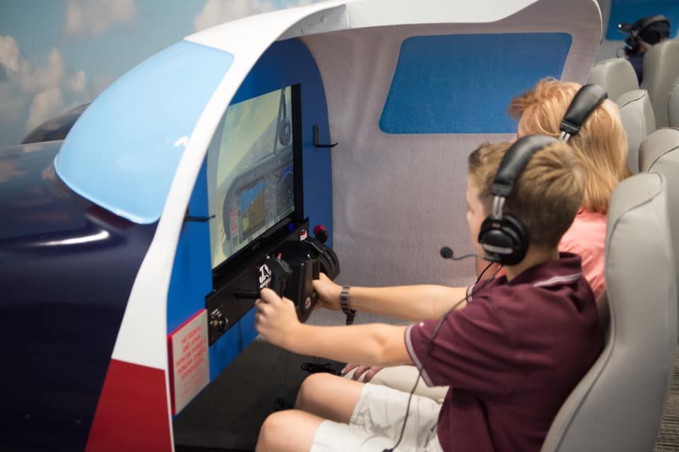 Lone Star Flight Museum- children on flight simulator