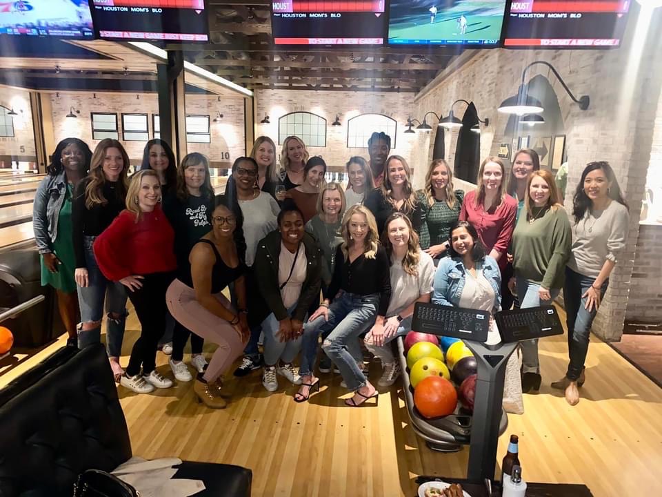 group of women having a great girls night out at Bowl & Barrel Houston