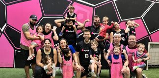 parents and kids in big group after mini sphere class