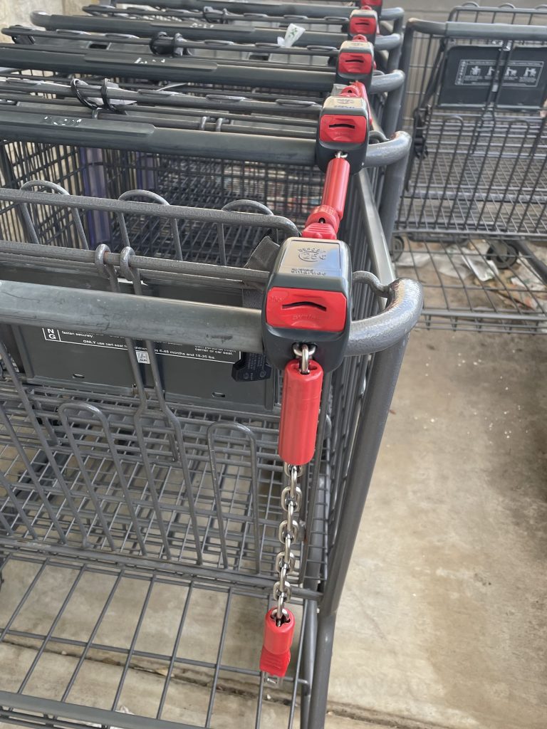 ALDI carts held together by chains