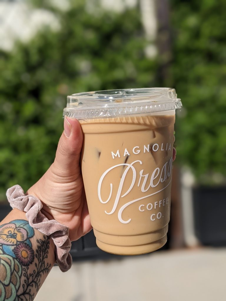 Iced coffee from Magnolia Press in Waco