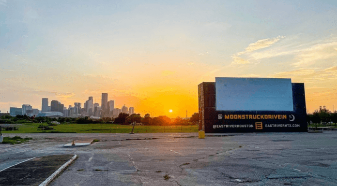 Drive-In Movie Theaters in Houston: An American Tradition Moonstruck theater with view of Houston skyline