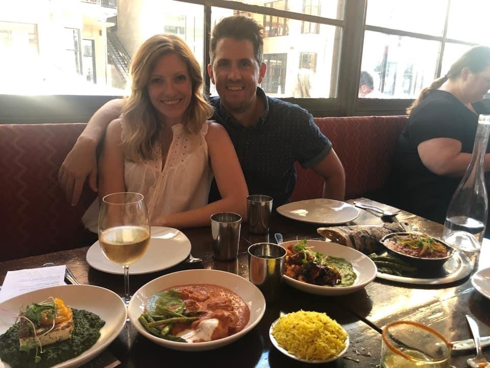 couple enjoys restaurant meal