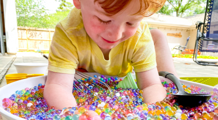 sensory play with water beads