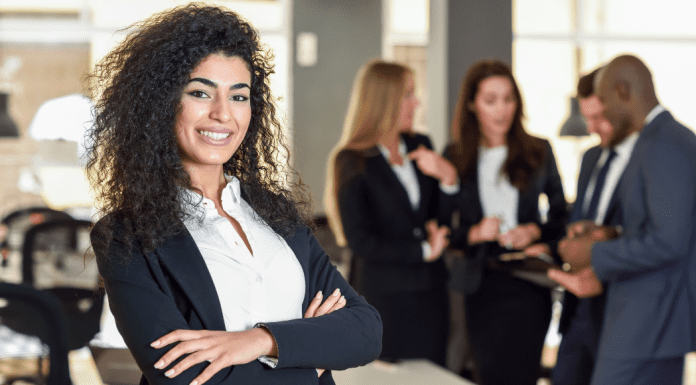 woman using her voice at work to advocate for herself
