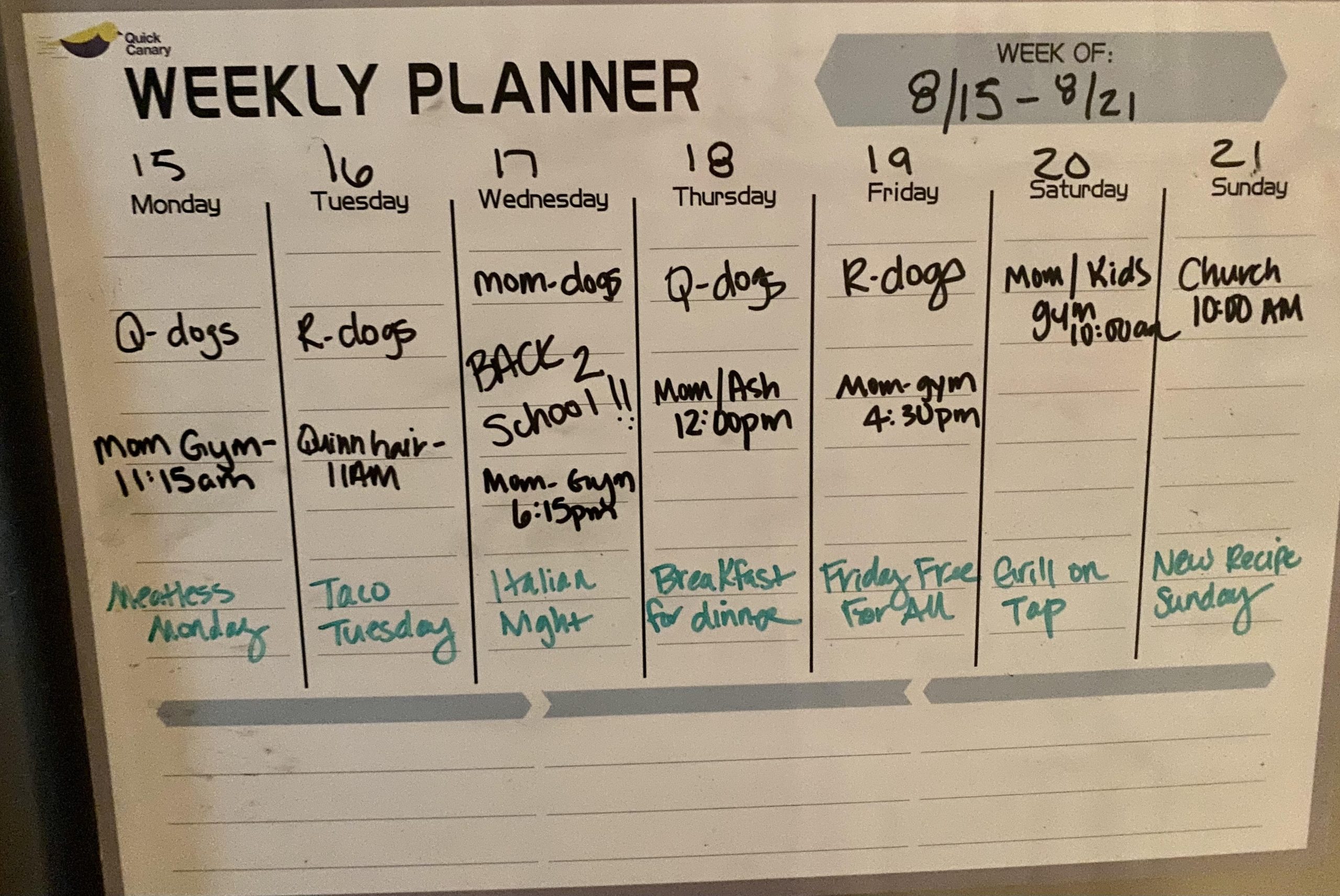 meal planning calendar