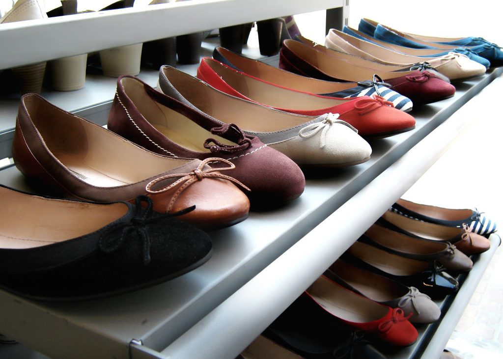 shoe racks of womens shoes