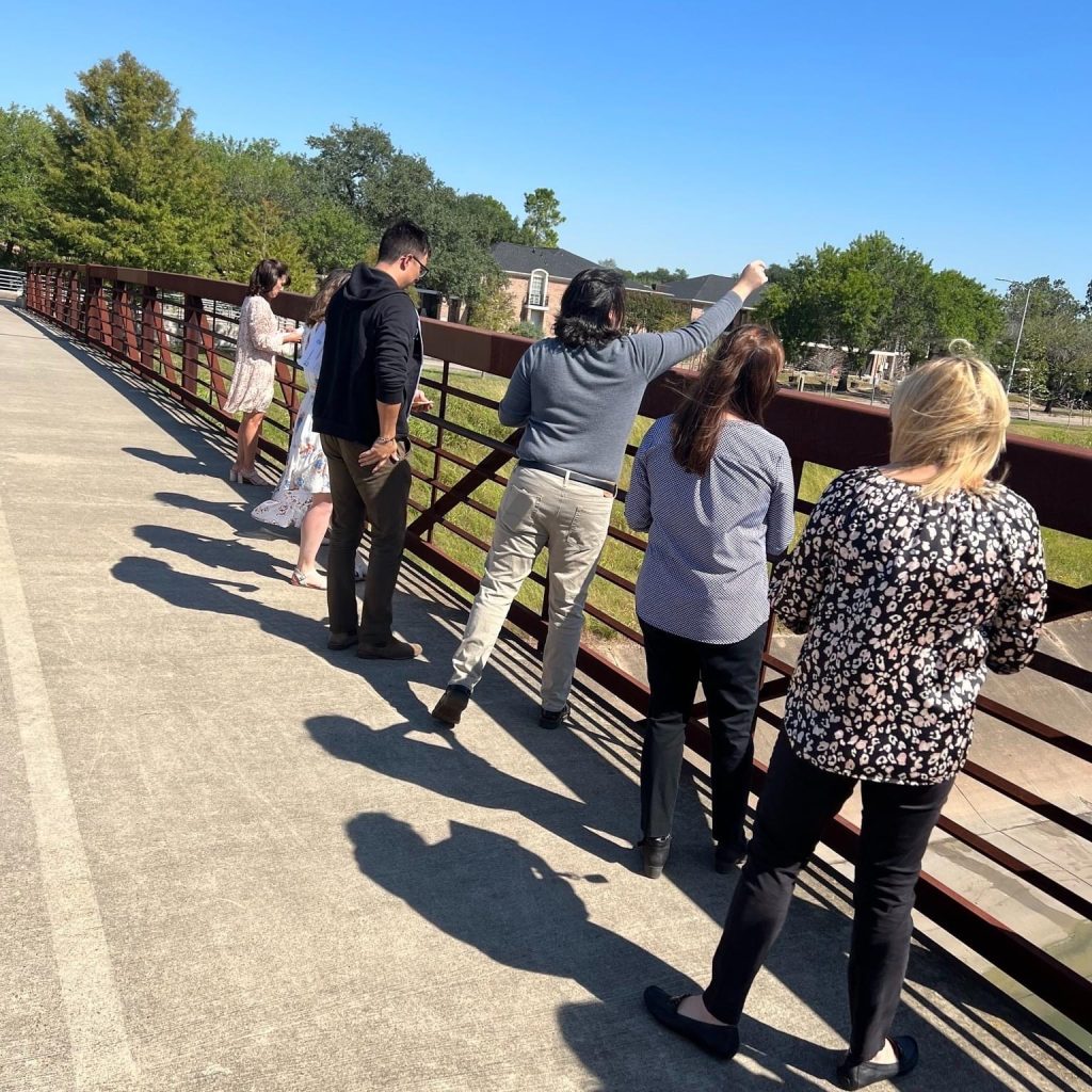 People standing at bridge