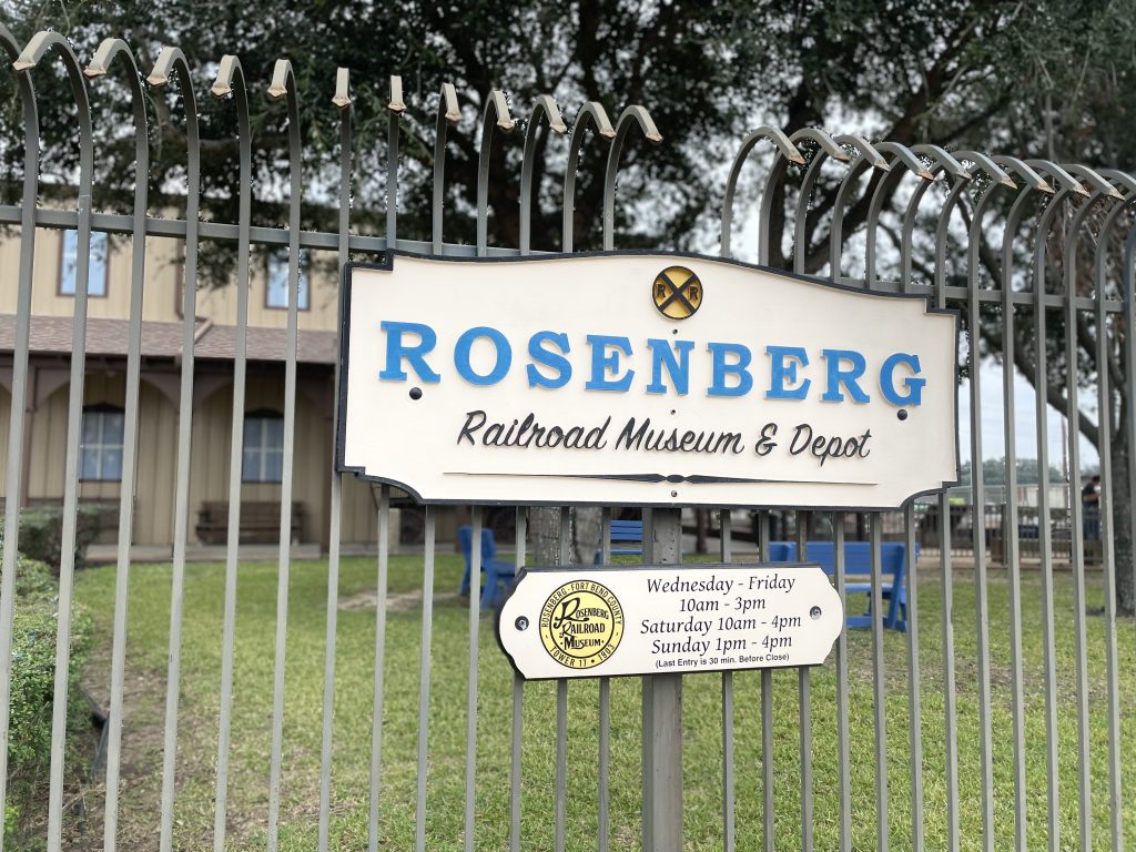 Downtown Rosenberg Railroad Museum sign