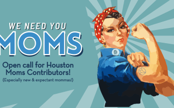Woman with a strong arm saying we need you moms