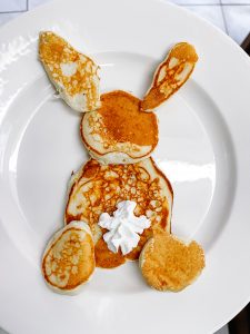 bunny pancake on white plate