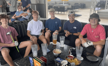 group of boys at Top Golf