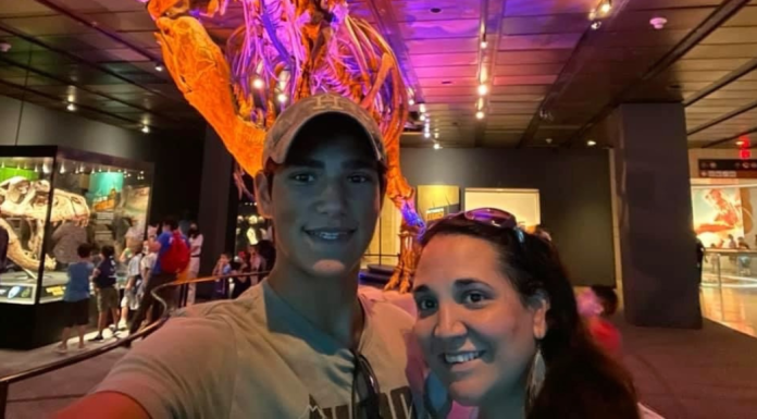 mother and son at a Houston museum