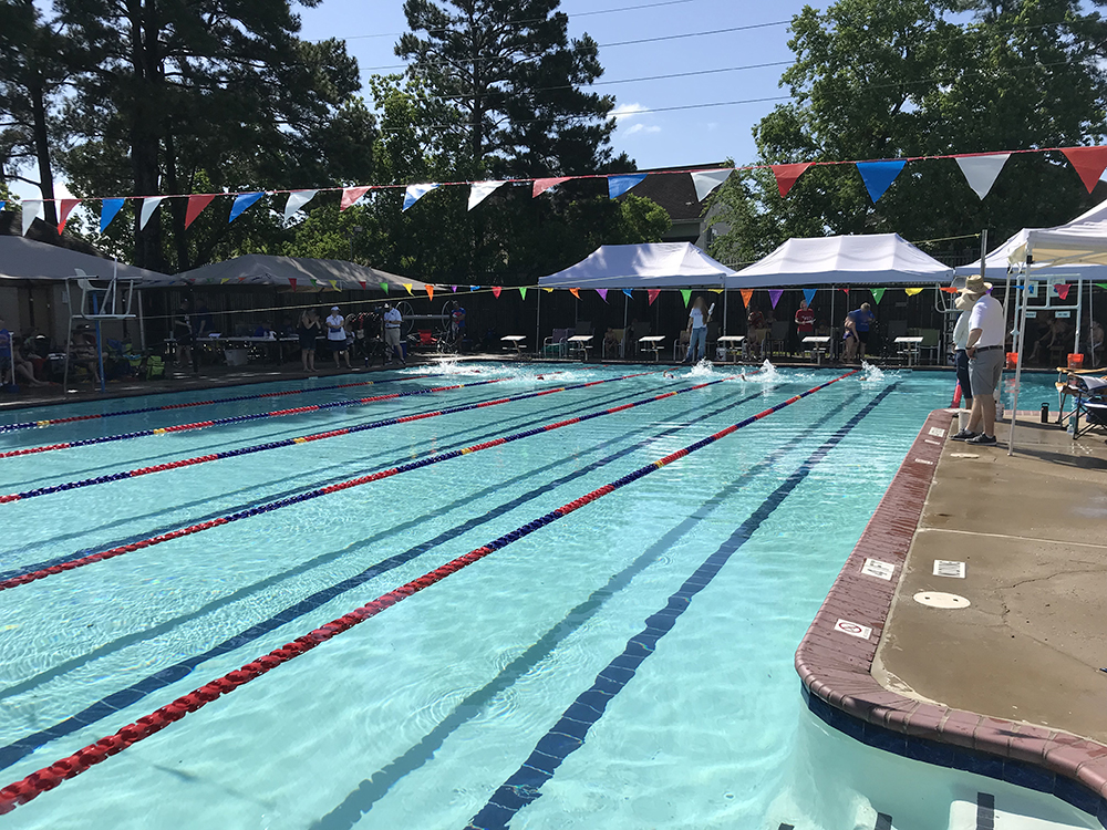 pool set up for swim meet