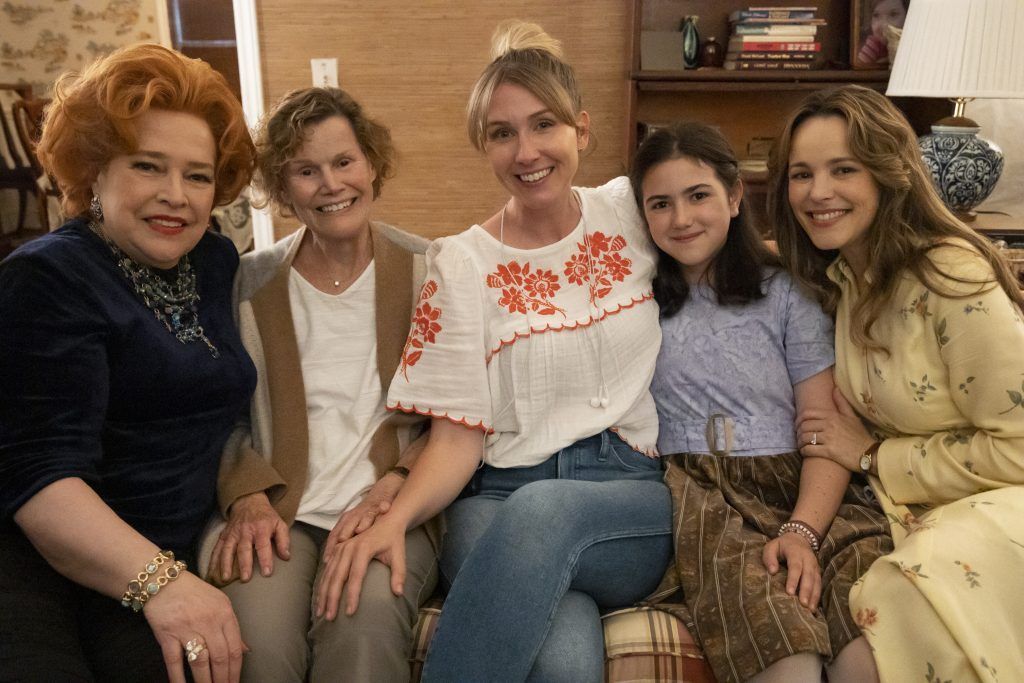 cast members, director and Judy Blume herself sit on a couch