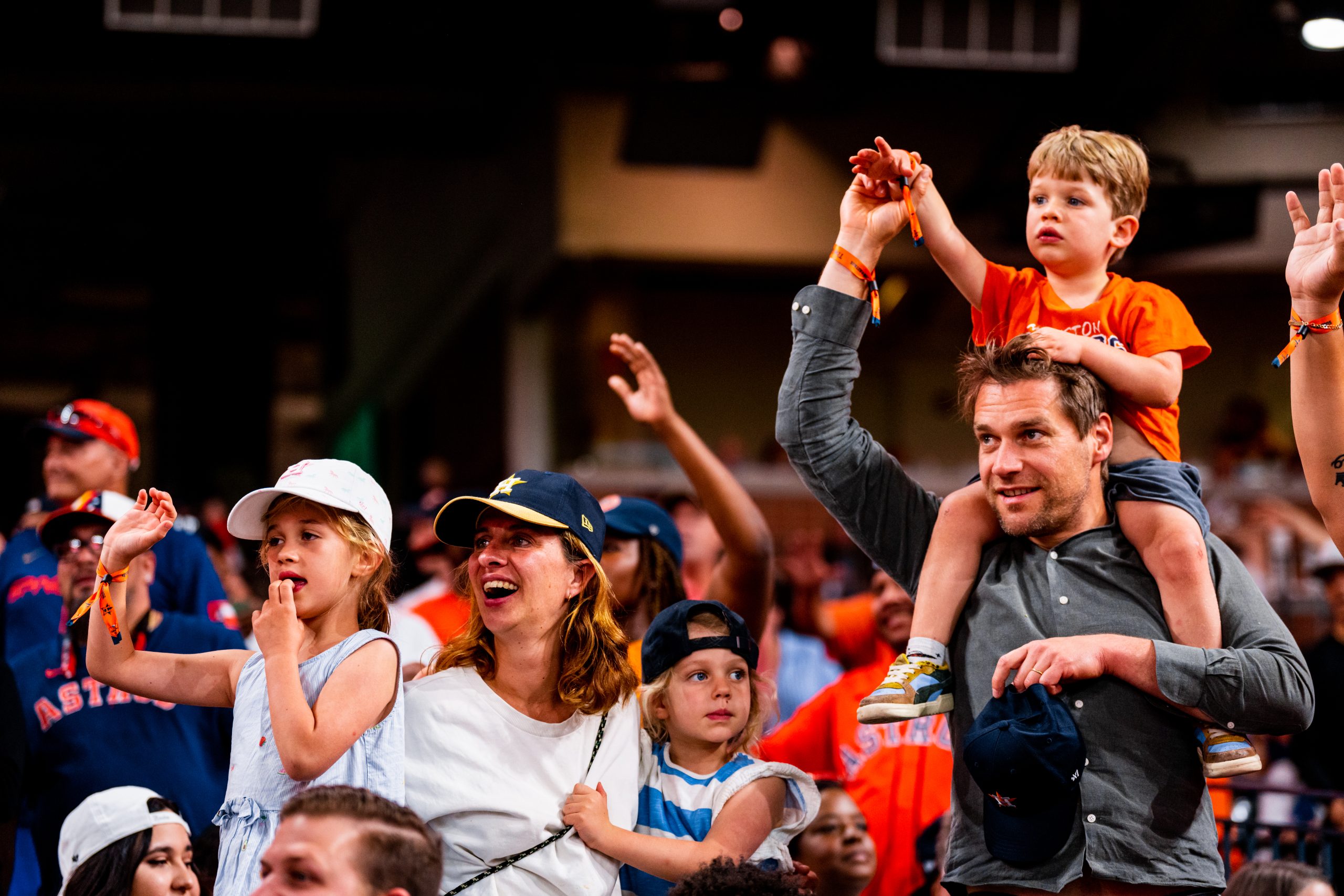 families cheer for the Astros