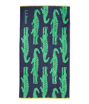 navy towel with green alligators