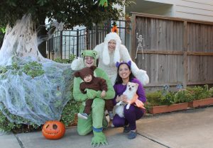 A family dressed as characters from "Brown Dog, Brown Dog, What Do You See?"