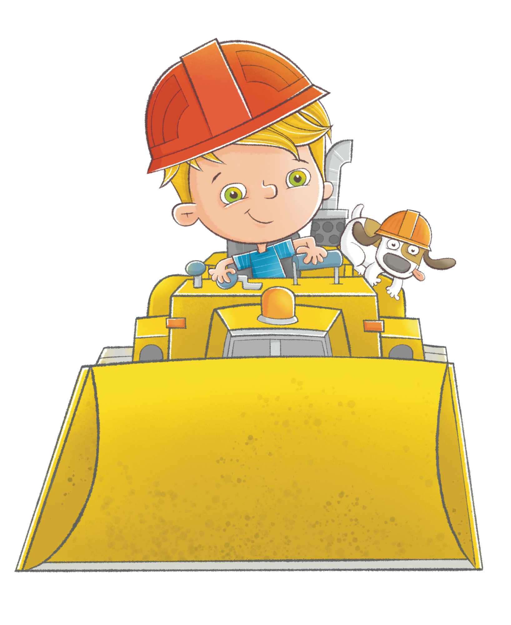 drawing of child on bulldozer