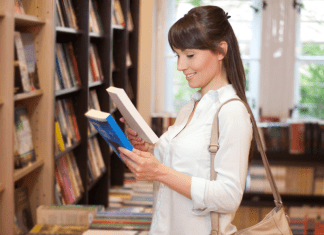 woman browsing books at a bookstore