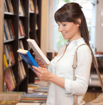 woman browsing books at a bookstore