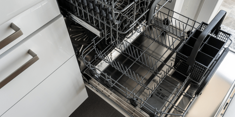 empty dishwasher with drawer pulled out