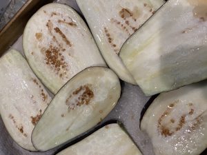 sliced eggplant pieces