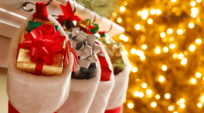 Fun and Useful Stocking Stuffers for Babies, Big Kids and Teens stockings hung on mantle