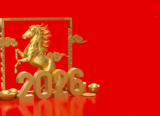 Year of the Horse: Celebrating the Lunar New Year in Houston gold horse and 2026 on red background