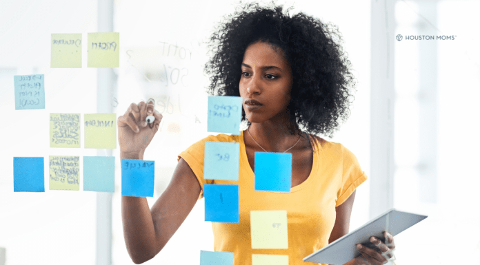 New Ways To Do New Goals woman with post its of goals on mirror