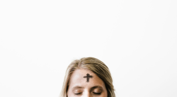 Lent for the Weary Mom woman with cross ashes on head
