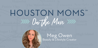 Houston moms on the move logo with Meg Owen