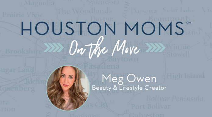 Houston Moms on the Move with Meg Owen Houston moms on the move logo with Meg Owen