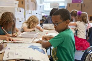 kids working in a classroom