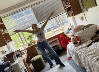 girl in dorm room