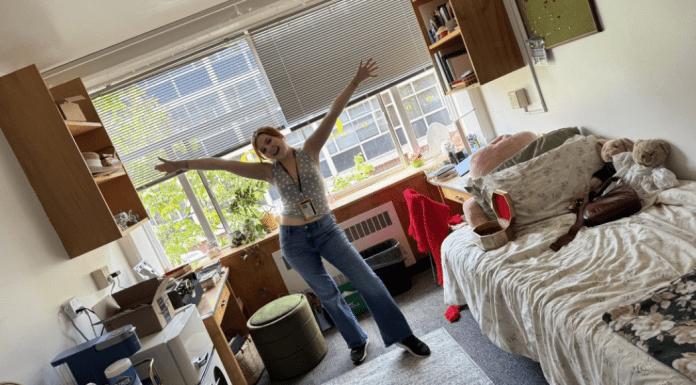 girl in dorm room